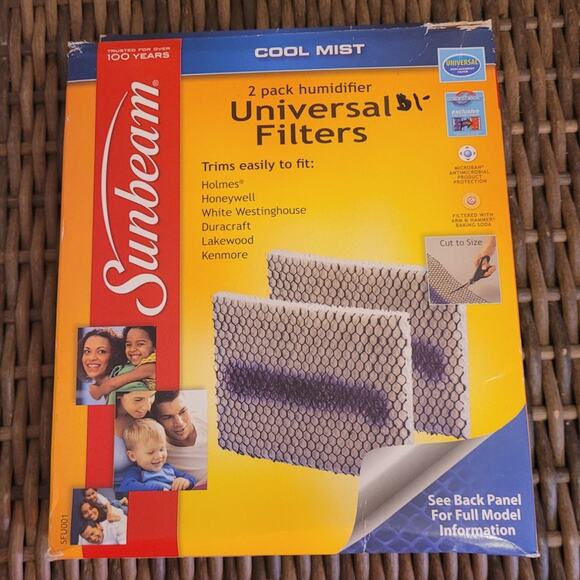 Sunbeam SFU001 Cool Mist Humidifier Air Filters 2-Pack Universal Cut To Size - Picture 1 of 5
